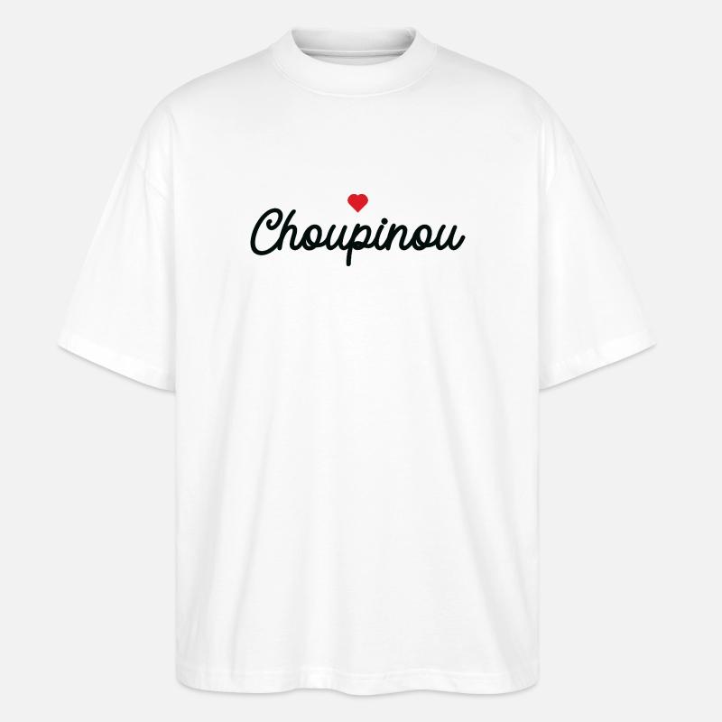 Choupinou Cœur Script - T-shirt bio Blaster 2.0 coupe oversize Stanley/Stella Unisexe - blanc