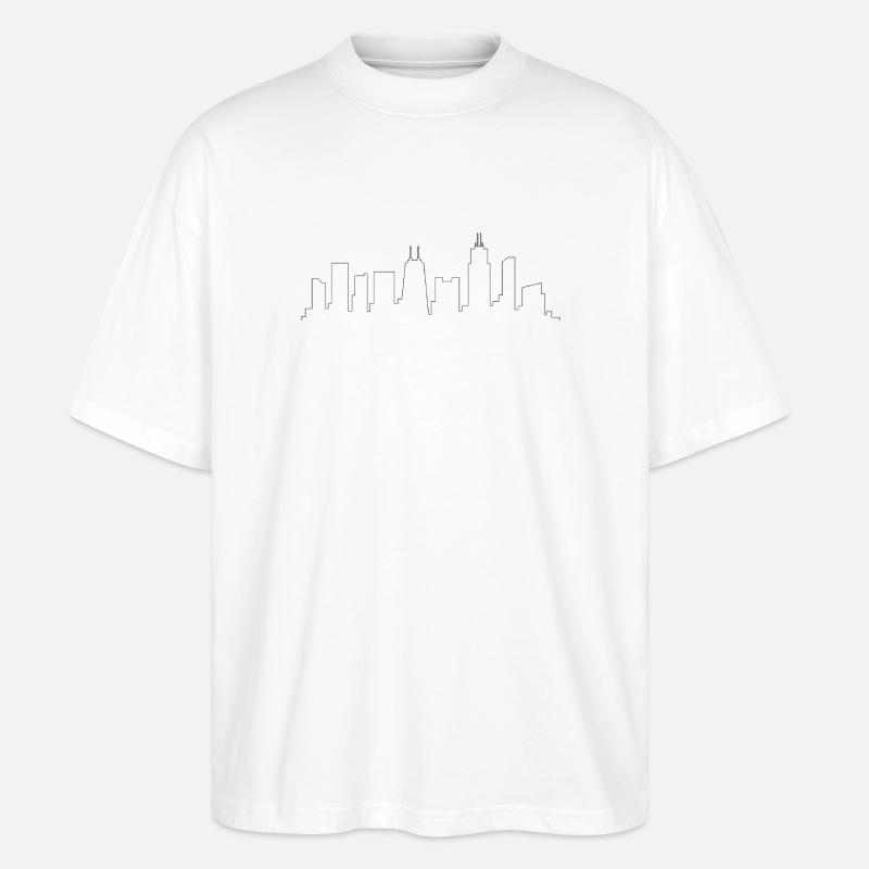 Umriss der Skyline von Chicago - Stanley/Stella Oversized Unisex Bio T-Shirt Blaster 2.0 - Weiß