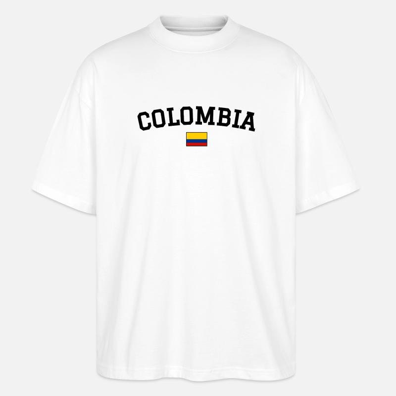 Drapeau de la Colombie Noir - T-shirt bio Blaster 2.0 coupe oversize Stanley/Stella Unisexe - blanc