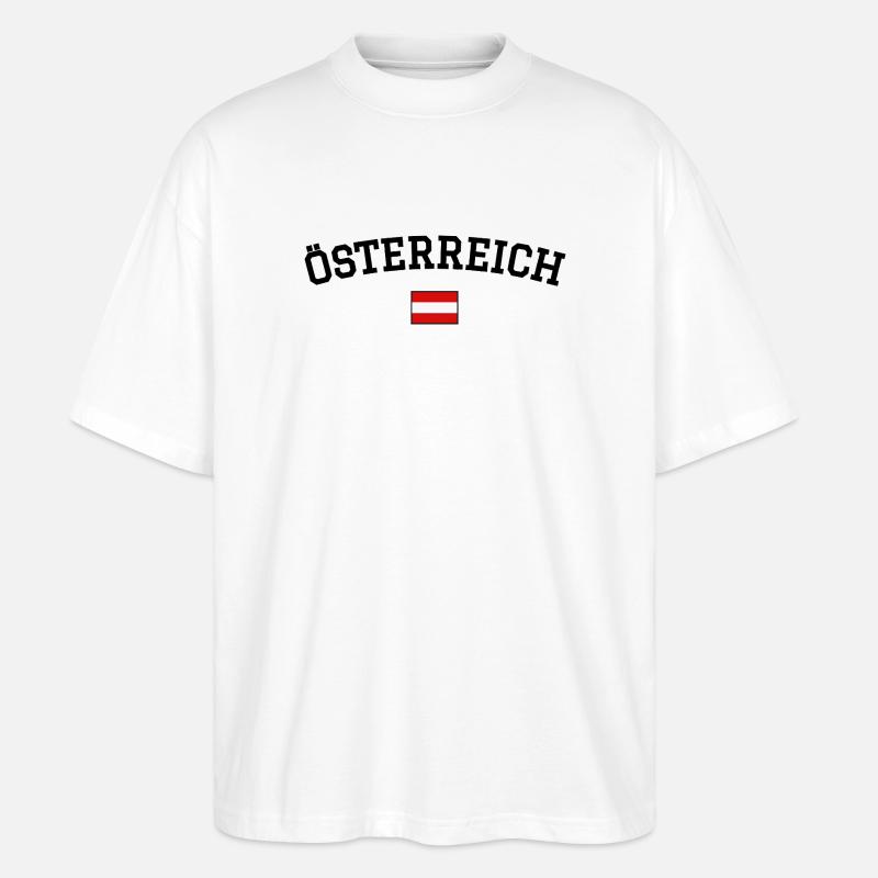 Austria Flag Design Black - Stanley/Stella Oversized Unisex Organic T-shirt Blaster 2.0 - white