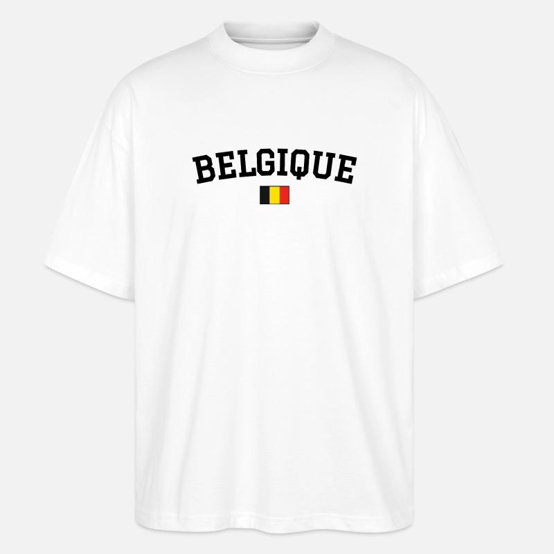 Belgium Flag Design Black - Stanley/Stella Oversized Unisex Organic T-shirt Blaster 2.0 - white
