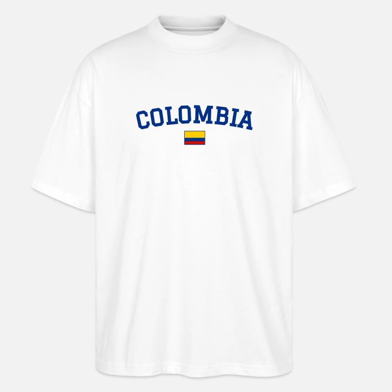 Drapeau de la Colombie Bleu - T-shirt bio Blaster 2.0 coupe oversize Stanley/Stella Unisexe - blanc