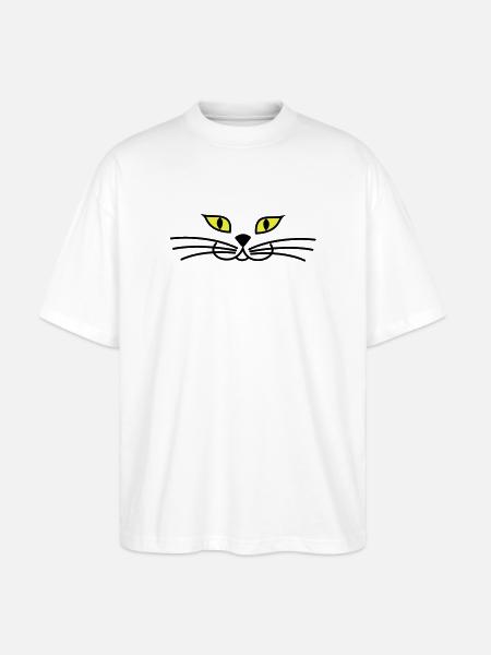 kitteh_face_green_eyes - Stanley/Stella Oversized Unisex Organic T-shirt Blaster 2.0 - white
