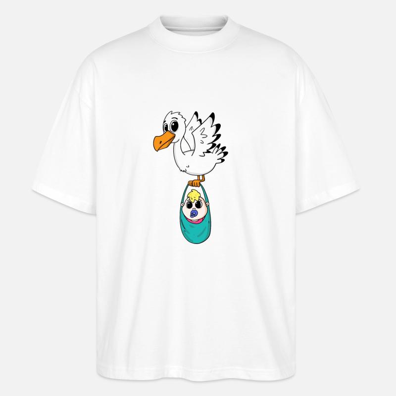Oiseau avec grossesse de bébé - T-shirt bio Blaster 2.0 coupe oversize Stanley/Stella Unisexe - blanc