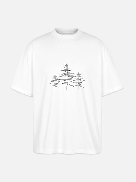 Tree Forest Lineart - Stanley/Stella Oversized Unisex Organic T-shirt Blaster 2.0 - white