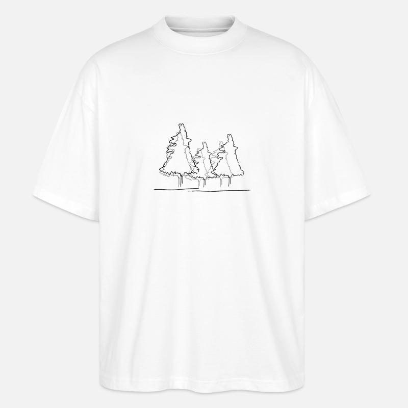 Tree Forest Lineart - Stanley/Stella Oversized Unisex Organic T-shirt Blaster 2.0 - white