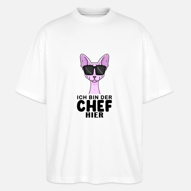 Katze Sphynx Cool Chef - Stanley/Stella Oversized Unisex Bio T-Shirt Blaster 2.0 - Weiß