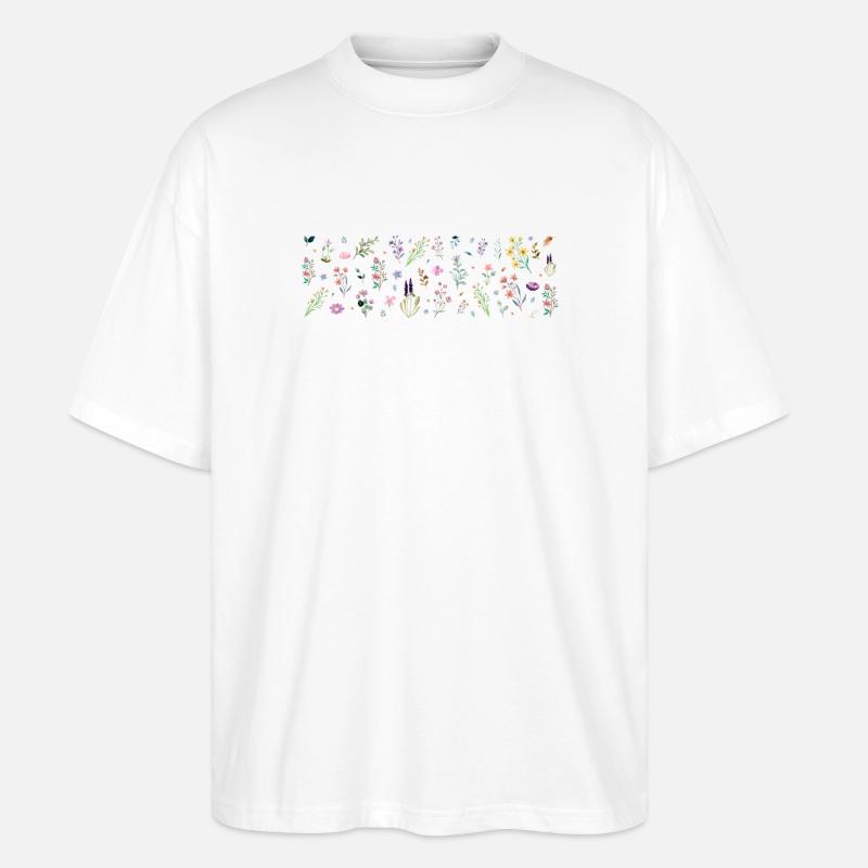 Midnight Bloom Botanical Print - Stanley/Stella Oversized Unisex Organic T-shirt Blaster 2.0 - white