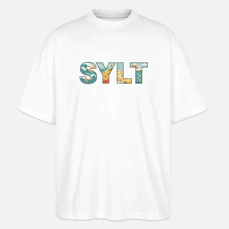 SYLT – Inselleben im Buchstaben-Design - Stanley/Stella Oversized Unisex Bio T-Shirt Blaster 2.0 - Weiß
