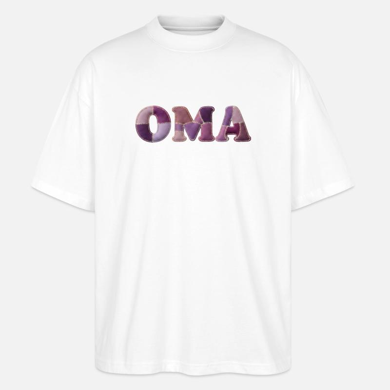 OMA Patchwork Stoff Design Geschenkidee - Stanley/Stella Oversized Unisex Bio T-Shirt Blaster 2.0 - Weiß