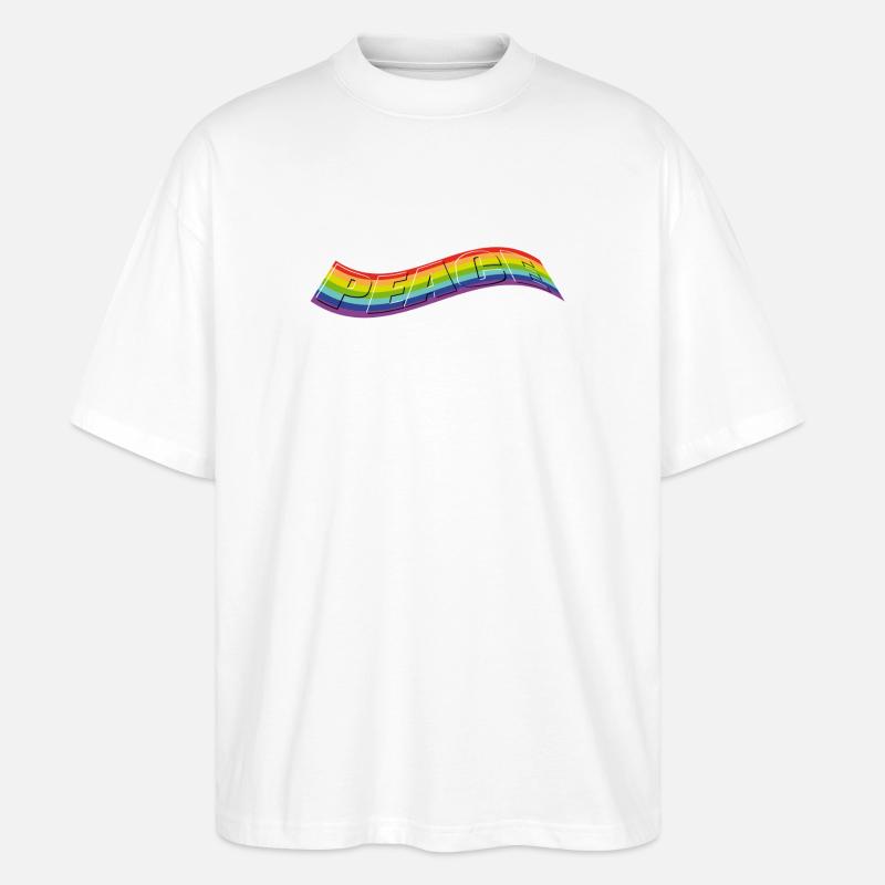 Revendication de PEACE dans Rainbow - T-shirt bio Blaster 2.0 coupe oversize Stanley/Stella Unisexe - blanc