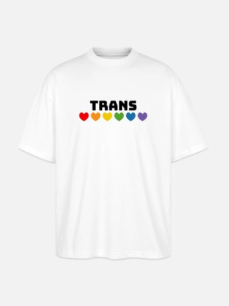 Rainbow heart trans black - Stanley/Stella Oversized Unisex Organic T-shirt Blaster 2.0 - white