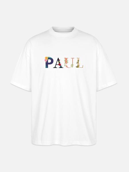 PAUL Name mit Blumen geschmückt - Stanley/Stella Oversized Unisex Bio T-Shirt Blaster 2.0 - Weiß