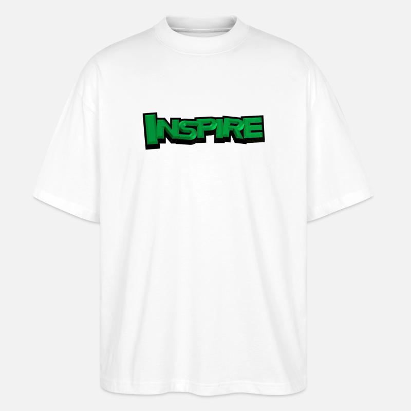 INSPIRE – Modernes 3D-Typografie Design  - Stanley/Stella Oversized Unisex Bio T-Shirt Blaster 2.0 - Weiß