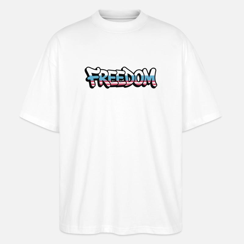 Freedom Typografie Statement Design - Stanley/Stella Oversized Unisex Bio T-Shirt Blaster 2.0 - Weiß