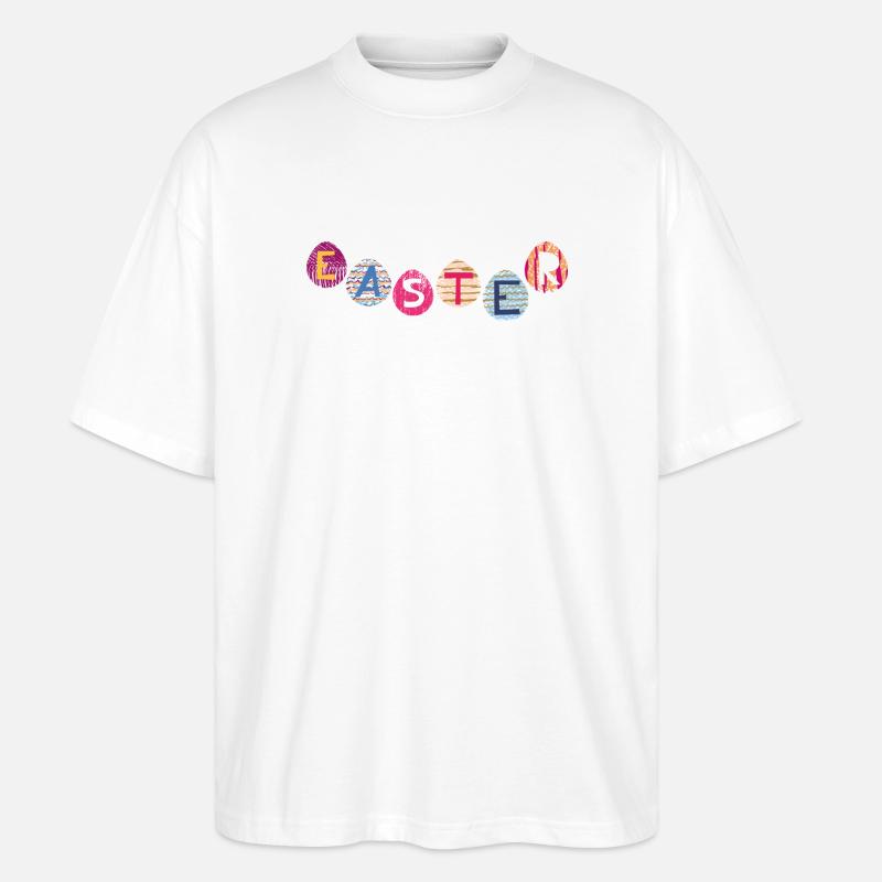 Osterbuchstaben auf bunten Eiern - Stanley/Stella Oversized Unisex Bio T-Shirt Blaster 2.0 - Weiß