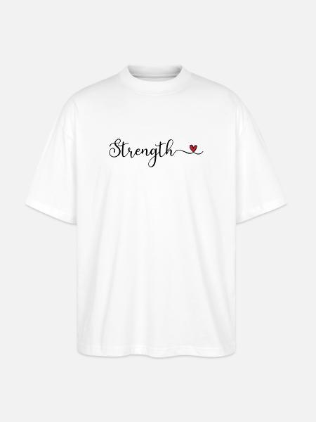 Strength Heart Typography - Stanley/Stella Oversized Unisex Organic T-shirt Blaster 2.0 - white