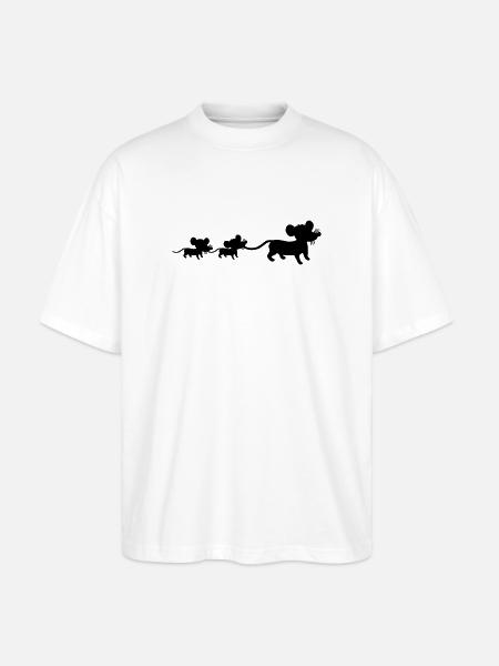mus, familj, mamma, pappa, 2, barn, mamma, silhuett - Ekologisk Oversized T-shirt Unisex Stanley/Stella Blaster 2.0 - vit