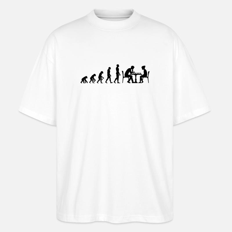 EVOLUTION TO CHESS MASTER – MATE! CHESSLOVER - Stanley/Stella Oversized Unisex Organic T-shirt Blaster 2.0 - white