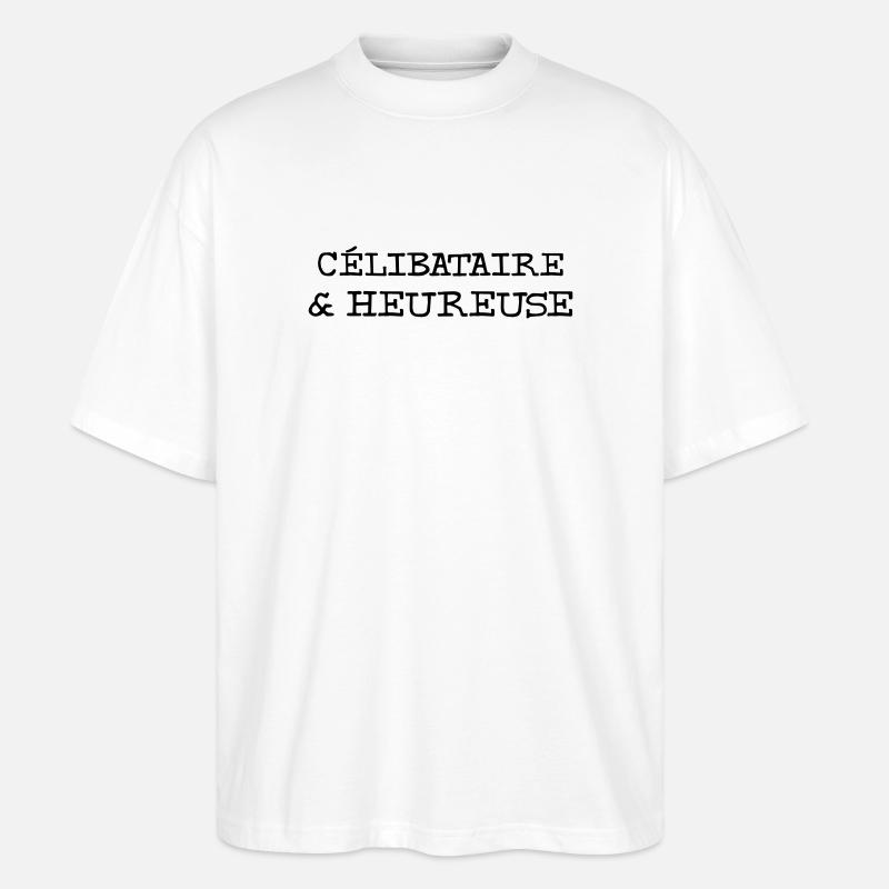 Célibataire & Heureuse - T-shirt bio Blaster 2.0 coupe oversize Stanley/Stella Unisexe - blanc