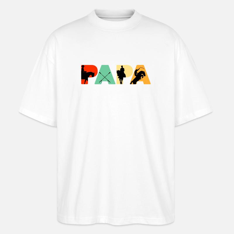 Cavalier Papa Art équestre de silhouettes - T-shirt bio Blaster 2.0 coupe oversize Stanley/Stella Unisexe - blanc