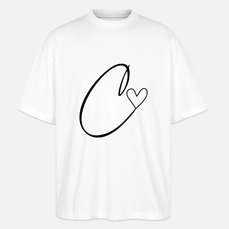 Lettre C Lettre C Calligraphie - T-shirt bio Blaster 2.0 coupe oversize Stanley/Stella Unisexe - blanc