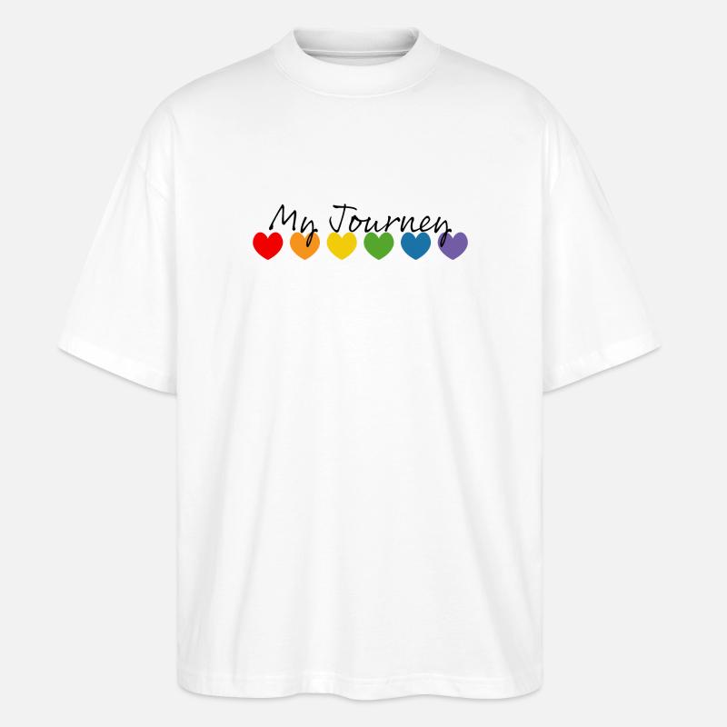 Cœurs arc-en-ciel mon voyage noir - T-shirt bio Blaster 2.0 coupe oversize Stanley/Stella Unisexe - blanc