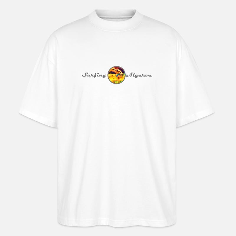 Surfen an der Algarve - Stanley/Stella Oversized Unisex Bio T-Shirt Blaster 2.0 - Weiß