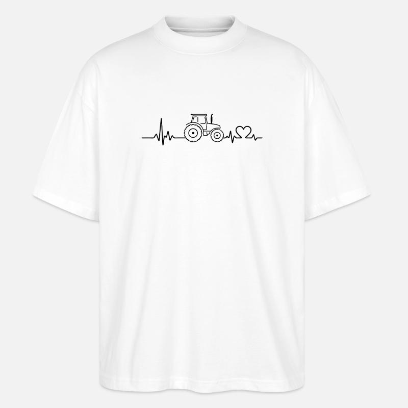 Traktor Puls EKG Herzfrequenz - Stanley/Stella Oversized Unisex Bio T-Shirt Blaster 2.0 - Weiß