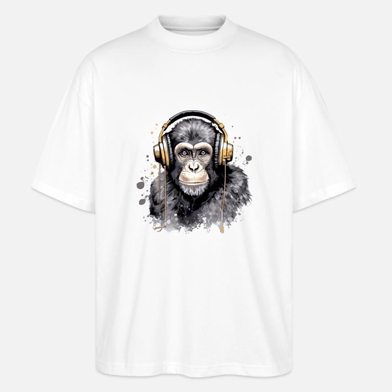 Kili, der audiophile Affe - Stanley/Stella Oversized Unisex Bio T-Shirt Blaster 2.0 - Weiß