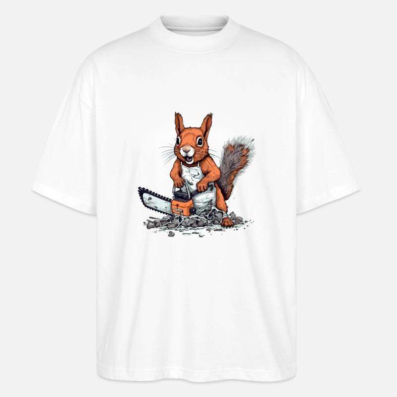 Squi l'écureuil élagueur - T-shirt bio Blaster 2.0 coupe oversize Stanley/Stella Unisexe - blanc
