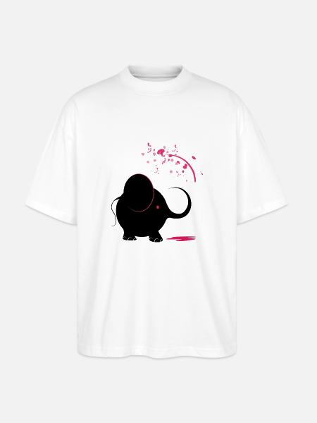 Black elephant with pink paint - Stanley/Stella Oversized Unisex Organic T-shirt Blaster 2.0 - white