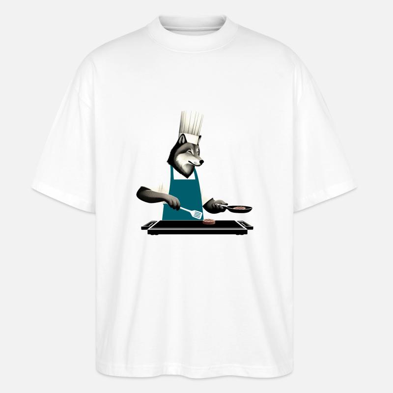 Maître du grill Wolf - T-shirt bio Blaster 2.0 coupe oversize Stanley/Stella Unisexe - blanc