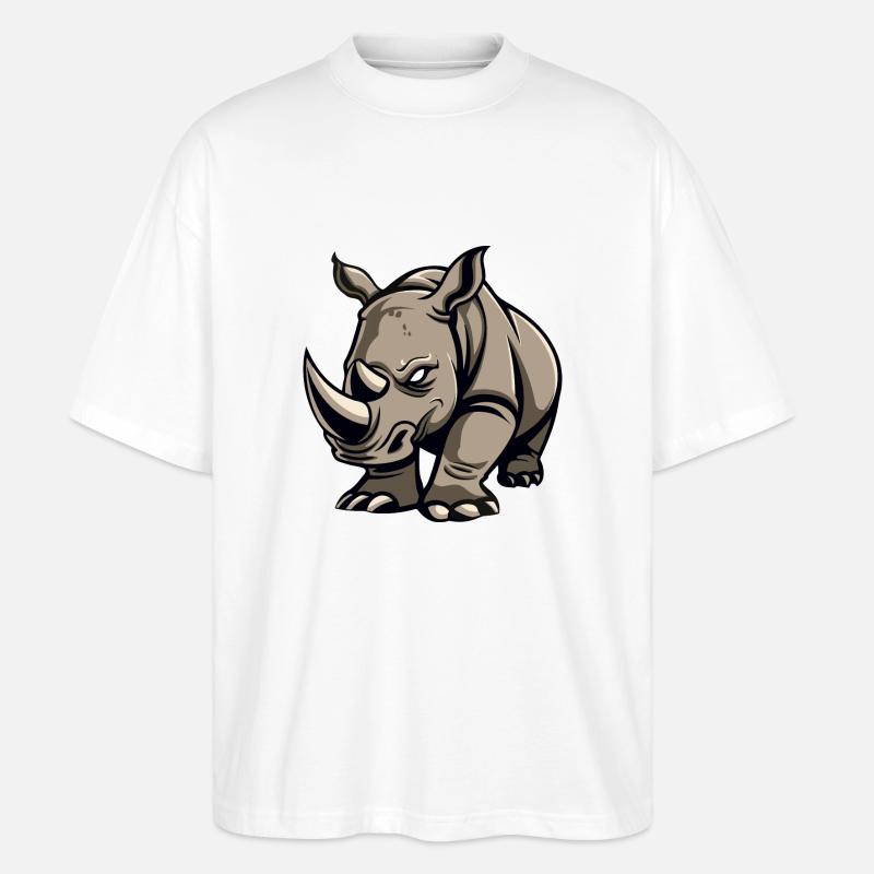 rhinoceros - Stanley/Stella Oversized Unisex Organic T-shirt Blaster 2.0 - white