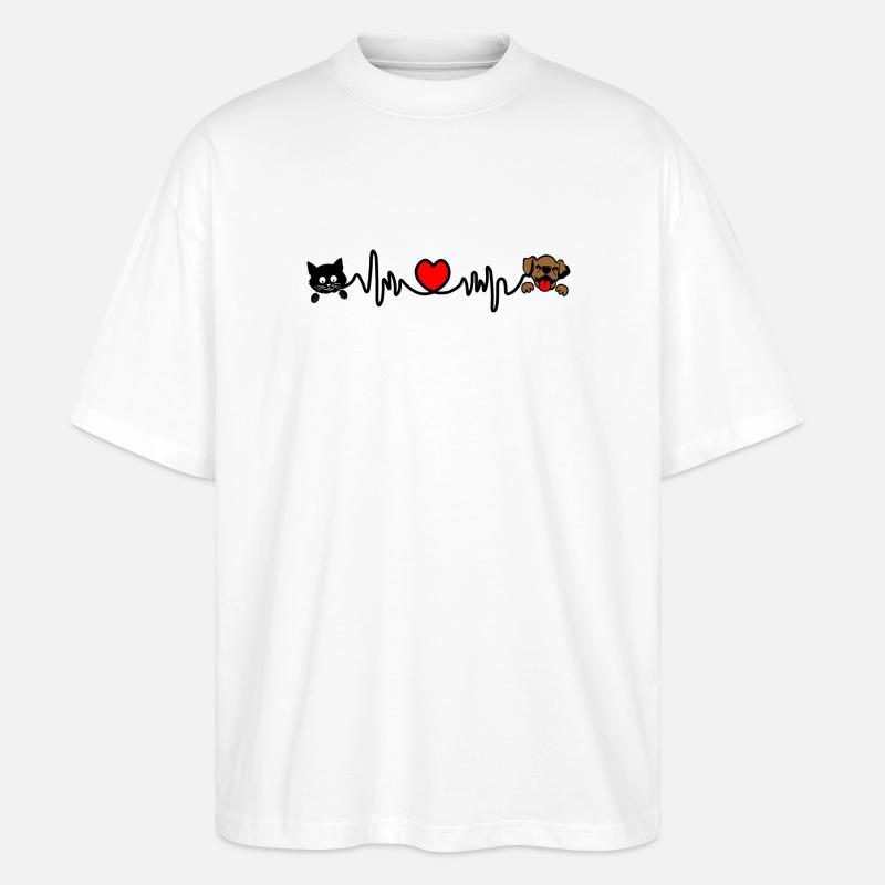 Cardio-Herzfrequenz Hund und Katze Haustiere - Stanley/Stella Oversized Unisex Bio T-Shirt Blaster 2.0 - Weiß