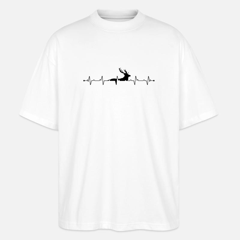 Herzschlag-Hirsch - Stanley/Stella Oversized Unisex Bio T-Shirt Blaster 2.0 - Weiß