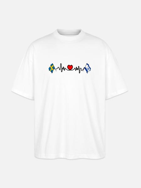 Cardio heart Drapeau Suède, drapeau Israël - T-shirt bio Blaster 2.0 coupe oversize Stanley/Stella Unisexe - blanc