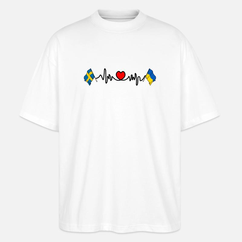Cardio heart Drapeau Suède, drapeau Ukraine - T-shirt bio Blaster 2.0 coupe oversize Stanley/Stella Unisexe - blanc