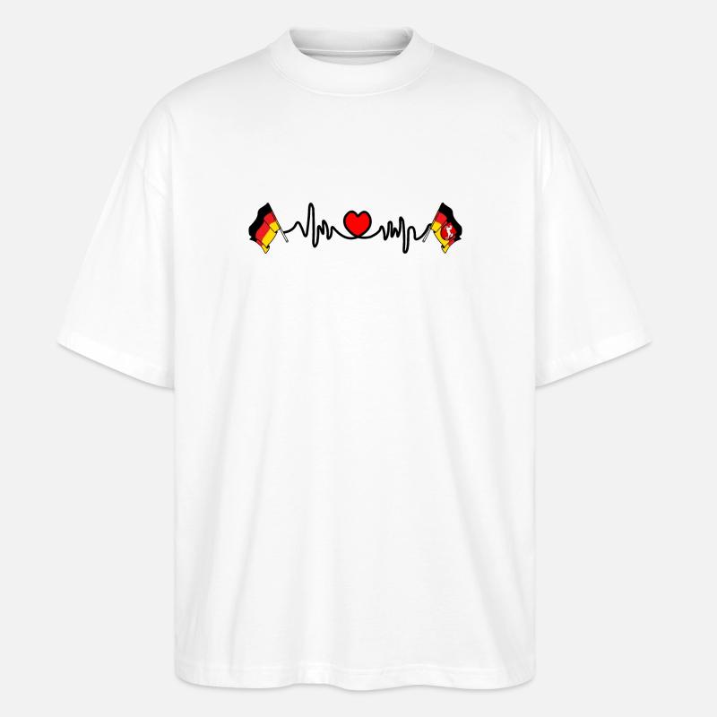 Cardio heart Drapeau Allemagne, drapeau Basse-Saxe - T-shirt bio Blaster 2.0 coupe oversize Stanley/Stella Unisexe - blanc
