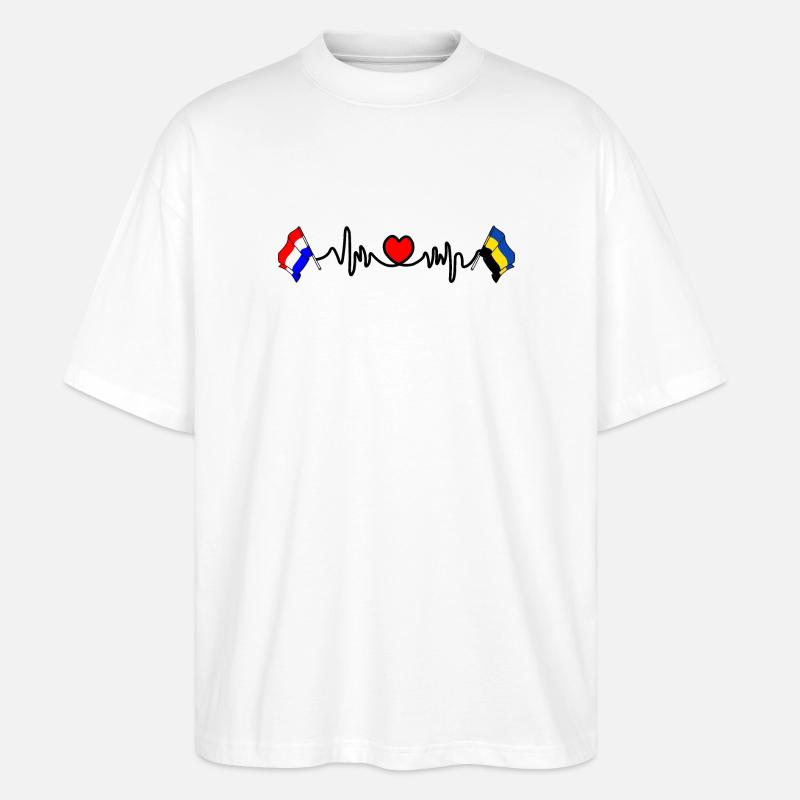 Cardio coeur Drapeau Pays-Bas, drapeau Gueldre - T-shirt bio Blaster 2.0 coupe oversize Stanley/Stella Unisexe - blanc