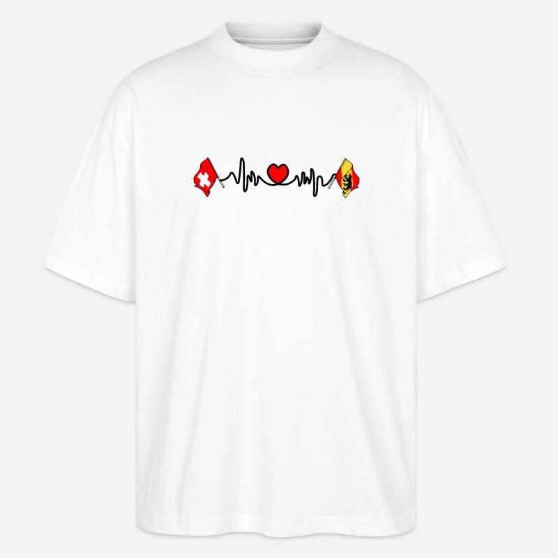 Cardio heart Drapeau Suisse, drapeau Berne - T-shirt bio Blaster 2.0 coupe oversize Stanley/Stella Unisexe - blanc