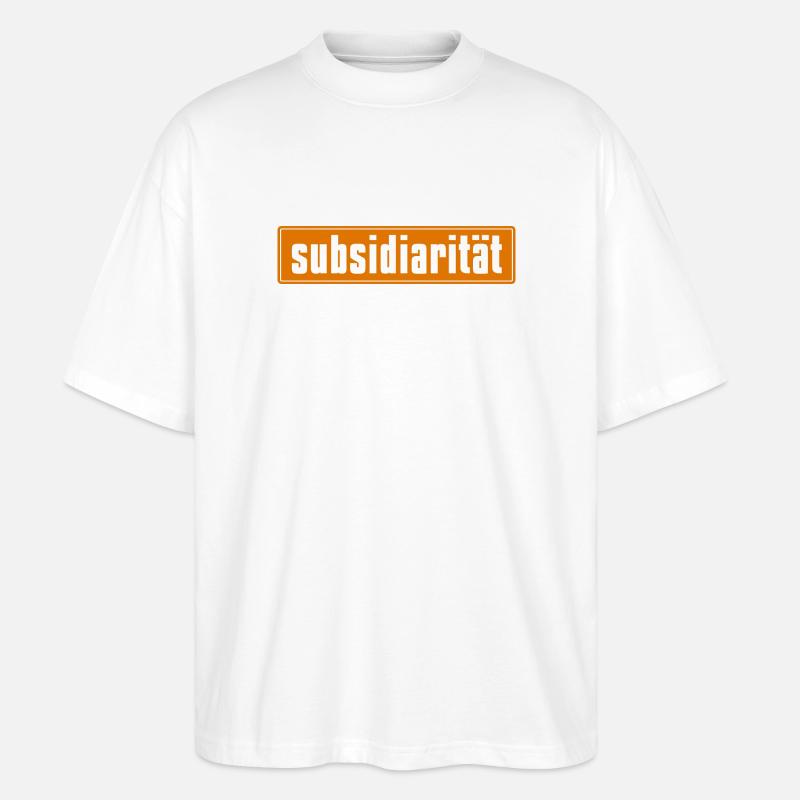 Subsidarity Schriftzug auf Background - Stanley/Stella Oversized Unisex Bio T-Shirt Blaster 2.0 - Weiß