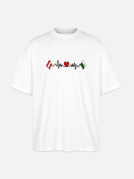 Steiermark-Flaggen mit Herzschlag - Stanley/Stella Oversized Unisex Bio T-Shirt Blaster 2.0 - Weiß