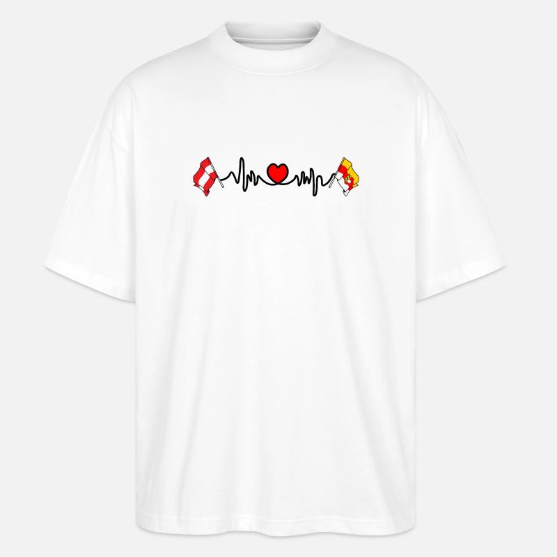 Kärnten Drapeaux Battements de cœur - T-shirt bio Blaster 2.0 coupe oversize Stanley/Stella Unisexe - blanc