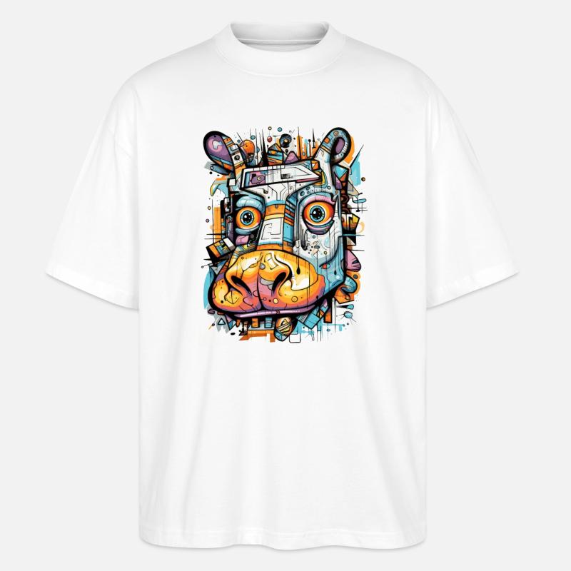 Lächelndes Nilpferd - Stanley/Stella Oversized Unisex Bio T-Shirt Blaster 2.0 - Weiß