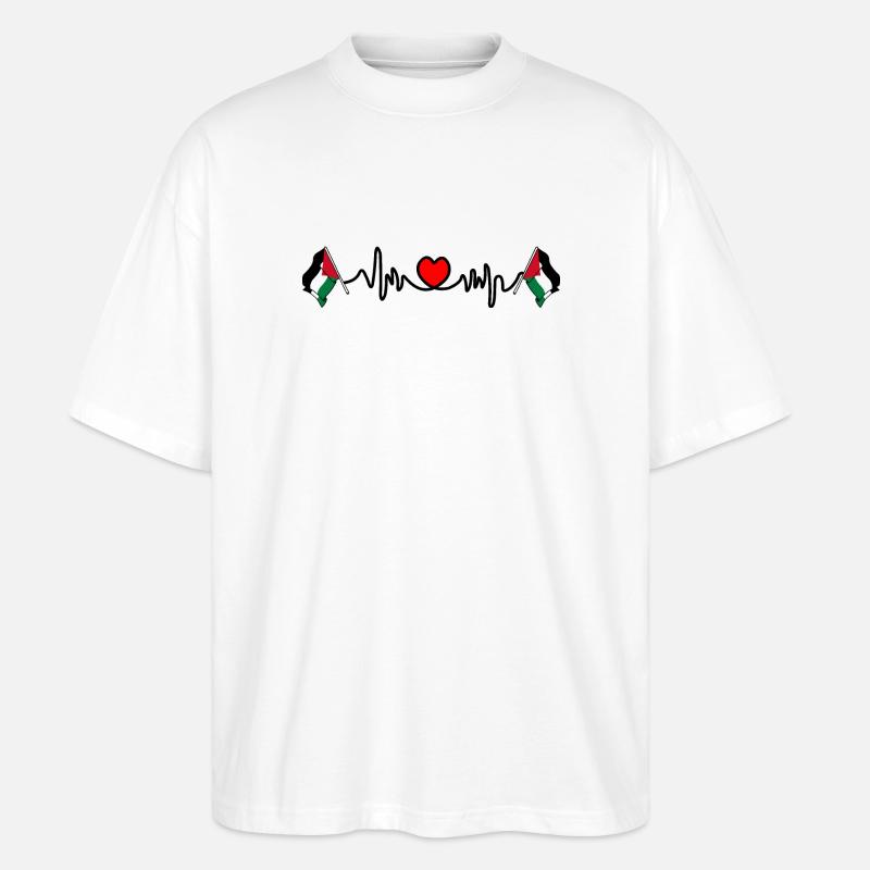 Herzfrequenz-Cardio für Palästina - Stanley/Stella Oversized Unisex Bio T-Shirt Blaster 2.0 - Weiß