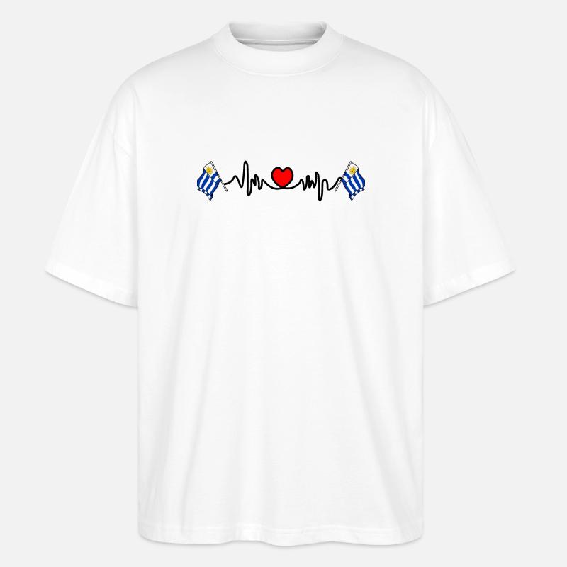 Herzfrequenz-Cardio für Uruguay - Stanley/Stella Oversized Unisex Bio T-Shirt Blaster 2.0 - Weiß