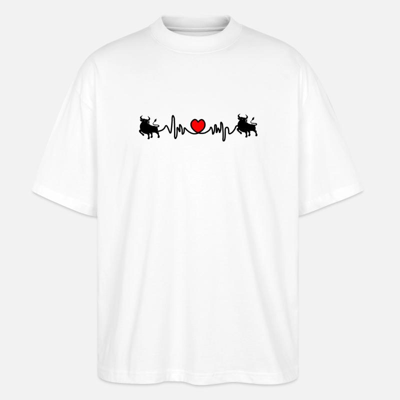 Herzfrequenz Cardio Stier Bulle - Stanley/Stella Oversized Unisex Bio T-Shirt Blaster 2.0 - Weiß