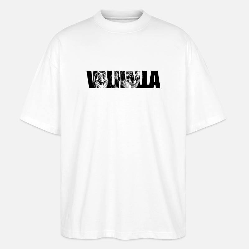 Wolf face in fragment pattern - Stanley/Stella Oversized Unisex Organic T-shirt Blaster 2.0 - white
