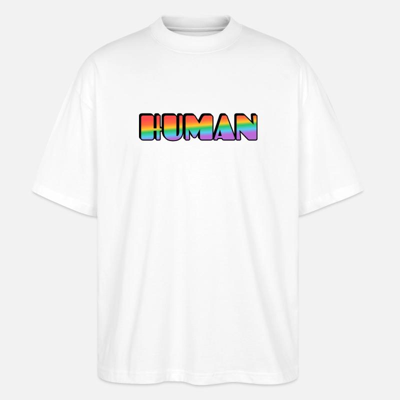 Rainbow Human Typografie - Stanley/Stella Oversized Unisex Bio T-Shirt Blaster 2.0 - Weiß